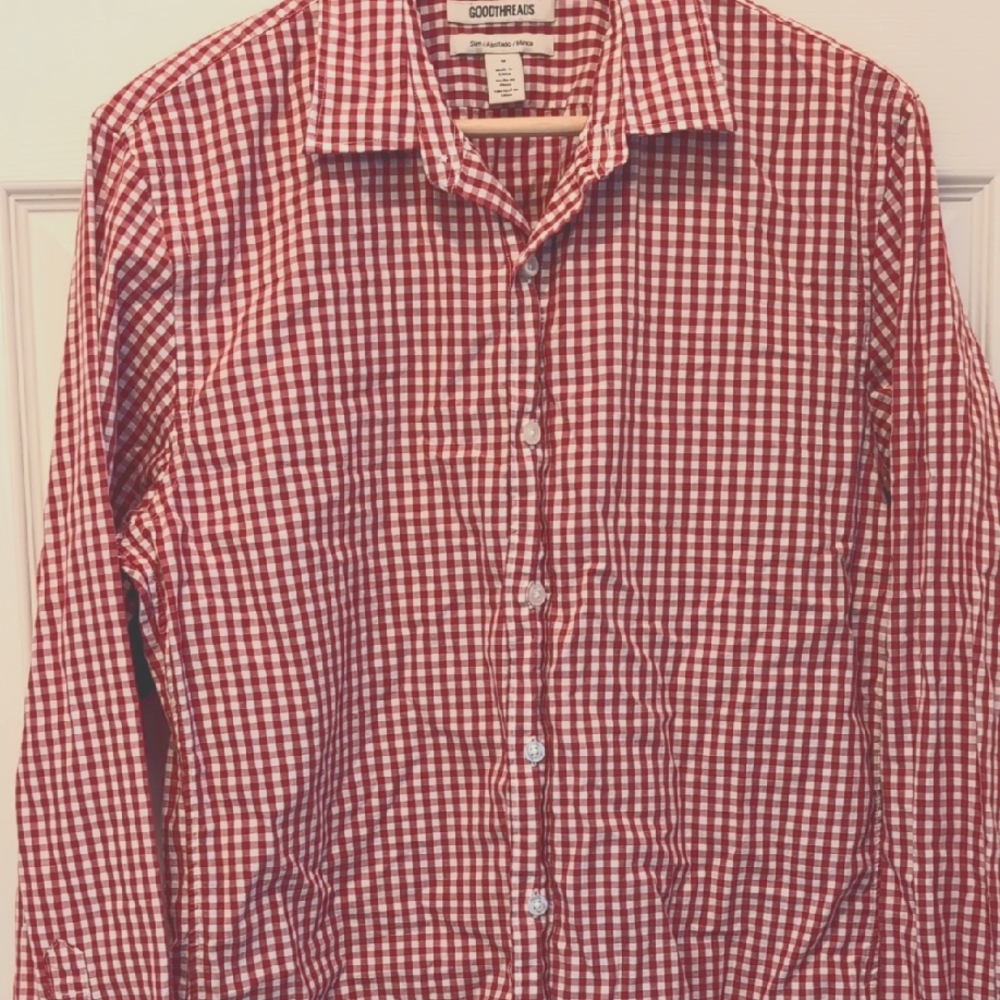 Red Gingham Button Down Shirt - Slim